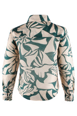Andie Cropped Shirt in Green Stepping Stones view 3