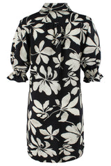 Miller Puff Sleeve Shirt Dress in Black and Tan view 3