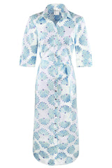 Alex Long Shirt Dress in Turquoise Peacock view 2