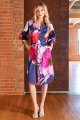 Clementine Midi Shirt Dress in Flower Bomb