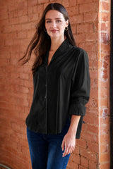 Revere Silky Poplin Shirt in Black