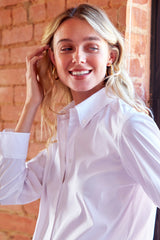 Preppy Silky Poplin Shirt in White view 3
