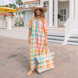 Rainbow Plaid Oasis Dress: L