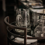 Jan Barboglio Hacienda pitcher with glasses on an iron bar cart