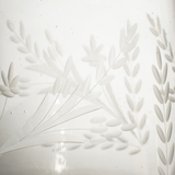 Close view of the pepita sprig etching on the Hacienda pitcher