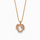 Joy Dravecky Lover Heart Charm Necklace in Pink Shell