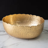 India Handicrafts Inc - Gold Oval Hammered Bowl