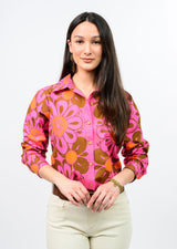 Mod Daisy Camp Shirt in Pink view 2