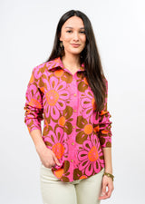 Mod Daisy Camp Shirt in Pink view 3