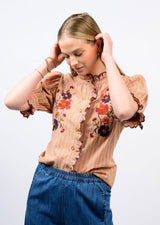 Ribbon Embroidered Shirt in Orange view 2