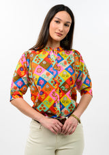 Block Patch Floral Top in Multi view 3