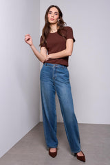 Fitted Crew Neck Tee in Rustic Brown - view 1