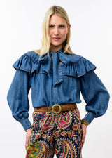 Denim Bow Top in Indigo by Ivy Jane — view 1