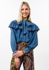 Denim Bow Top in Indigo by Ivy Jane — view 2