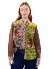 Tiger Embroidered Patch Shirt in Patch Floral