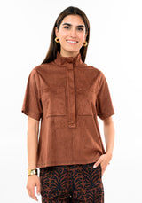 Suede Swing Top in Brown by Ivy Jane, view 1