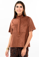 Suede Swing Top in Brown by Ivy Jane, view 2