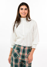 Metallic Stripe Long Sleeve Top in Ivory
