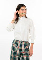 Metallic Stripe Long Sleeve Top in Ivory