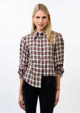 Plaid Balloon Sleeve Top in Ivory by Ivy Jane, view 2