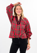 Tartan Plaid Popover Top in Red by Ivy Jane, view 3