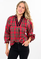 Tartan Plaid Popover Top in Red by Ivy Jane, view 1