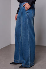 Brooke Tailored Wide-Leg Jeans in Authentic Blue - view 1