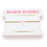 Pink Cross Bracelet on Gold by Beaded Blondes
