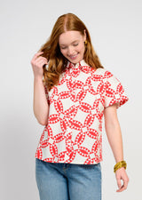 Tucked Swing Shirt in Red view 2
