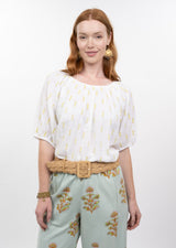Ditsy Embroidered Top in White