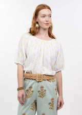 Ditsy Embroidered Top in White view 2