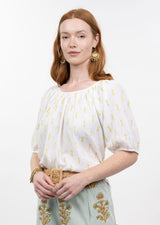 Ditsy Embroidered Top in White view 3