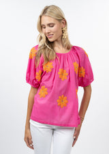 Daisy Applique Top in Pink view 3