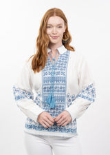 Gauze Cross Stitch Top in White view 2