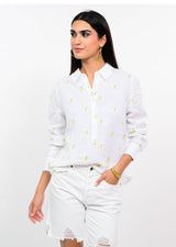 Linen Lemon Shirt in White view 3