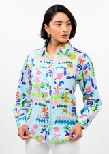 Long Sleeve Camp Shirt in Blue view 3