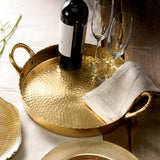 India Handicrafts Inc - Gilded Hammered Handle Tray 4