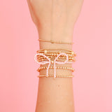 Pink Pearl Beaded Bow Bracelet by Beaded Blondes