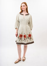 Linen Border Embroidery Dress in Natural by Uncle Frank, view 2