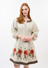 Linen Border Embroidery Dress in Natural by Uncle Frank, view 1