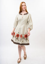 Linen Border Embroidery Dress in Natural by Uncle Frank, view 3