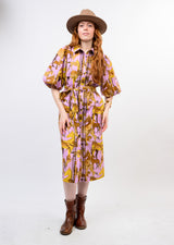 Horse Print Shirt Dress in Lavender view 2