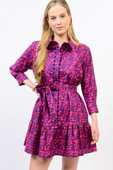Ric Rac Trim Shirt Dress in Plum