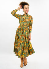 Horse Button Down Maxi Dress in Green by Uncle Frank, view 3