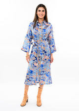 Satin Floral Shirt Dress in Blue by Uncle Frank, view 1