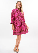 Border Stripe Dress in Magenta