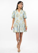 Banded Front Dress in Blue view 2