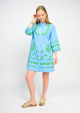 Medallion Embroidered Dress in Blue view 3