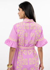 Cross Stitched Dress in Pink view 2