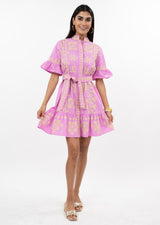 Cross Stitched Dress in Pink view 3